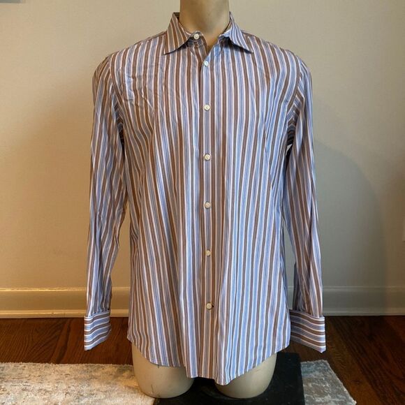 Banana Republic Men’s Fitted Large/16/16.5 Button Down Dress Shirt Stripes - Picture 1 of 7